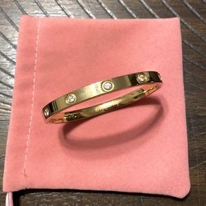 Gold Bangle Bracelet with Cubic Zirconia Stones Mint condition!